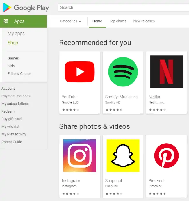 Google Play Home Page
