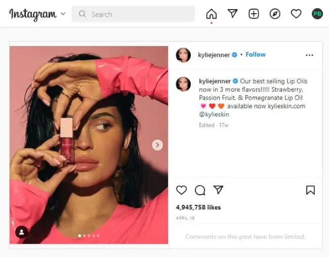Social Media Influencer Kylie Jenner Kylie Cosmetics