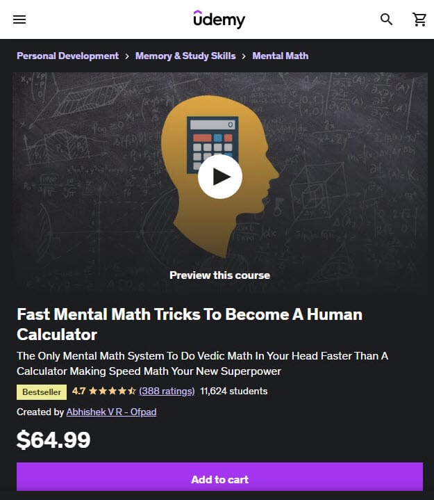 Udemy Mental Math Course