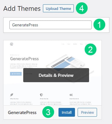 Install Wordpress Theme Step 2