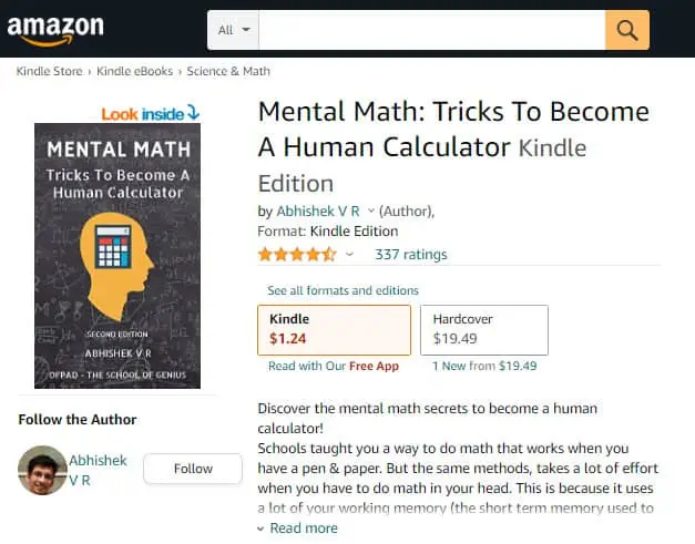 Kindle Mental Math Home