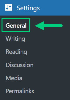 Wordpress General Settings Navigation
