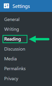 Wordpress Reading Settings Navigation