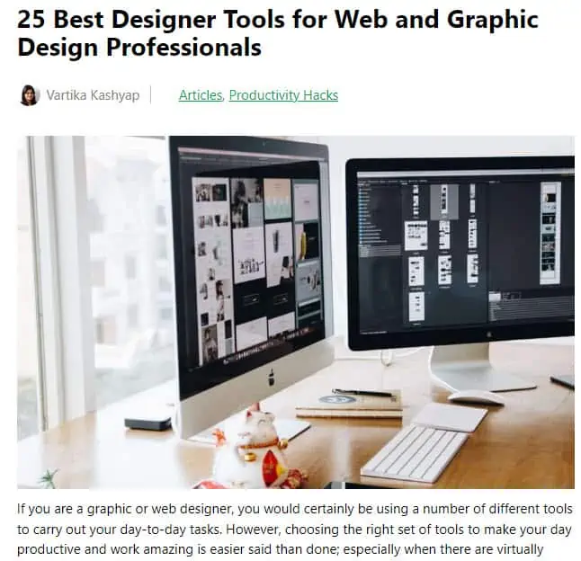 Design Blog List Post Example