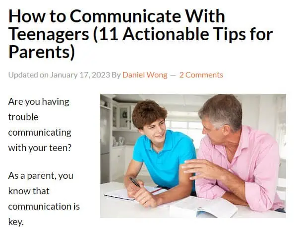 Family Blog Parenting Tips Post Example