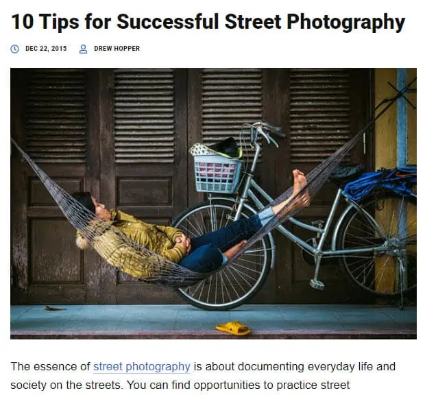 Photography Blog Inspiration Post Example