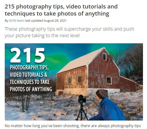 Photography Blog Tips Post Example