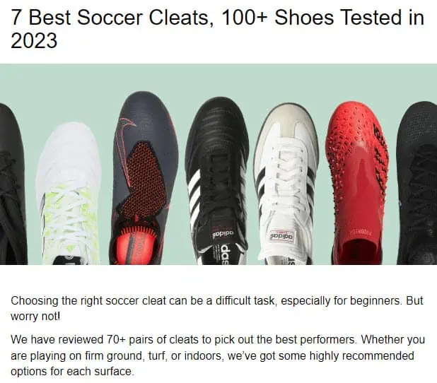 Sports Blog Product Review Post Example