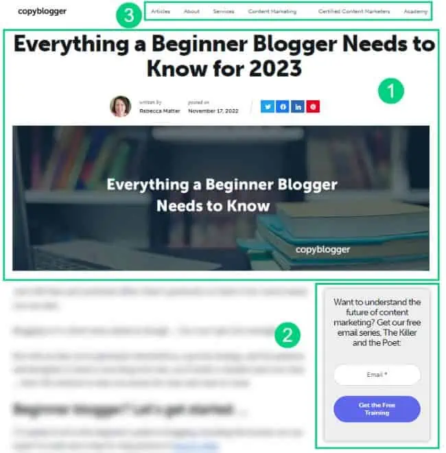 Copyblogger Blog Layout