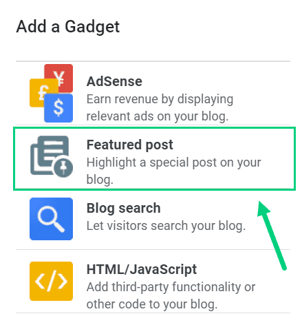 Featured Post Blogger Gadget