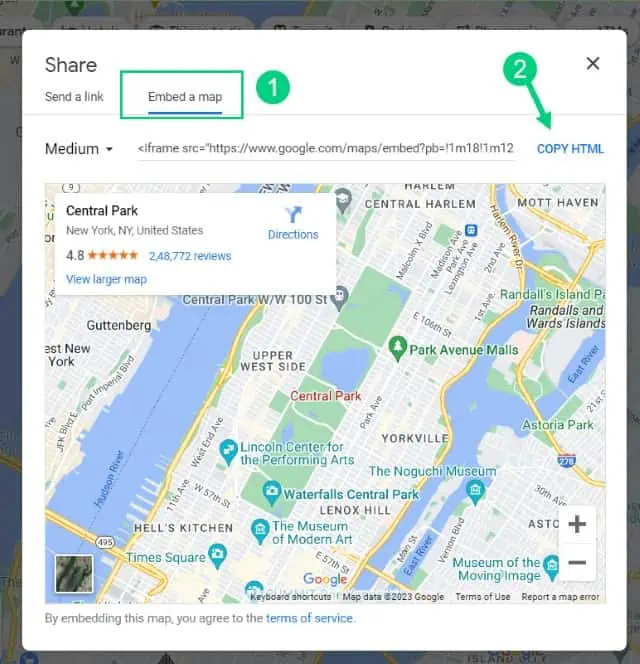 Google Maps Embed Step 2 Embed